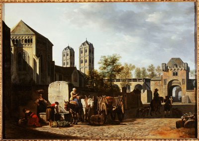 Franska: Fontaine publique et église Saint-Géréon à Cologne av Gerrit Adriaenszoon Berckheyde