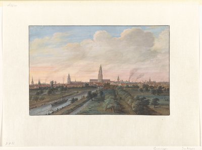 Utsikt över staden Groningen av Gerrit Battem