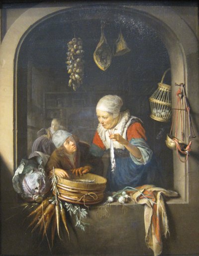 Sillförsäljare och pojke av Gerrit Dou