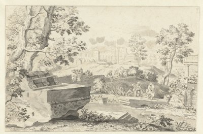 Landskap med antika ruiner av Gerrit Grasdorp (possibly)