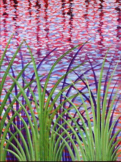 Creek Reeds 08, 2014 (akryl på duk) av Gerrit Greve