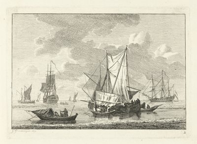 Seascape med olika fartyg Olika fartyg på vattnet (serietitel) av Gerrit Groenewegen