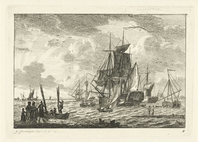 Seascape med olika fartyg Olika fartyg på vattnet (serietitel) av Gerrit Groenewegen