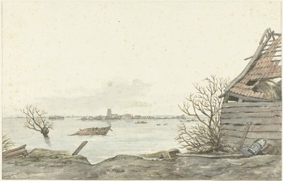 Utsikt över det översvämmade Ransdorp, februari 1825 av Gerrit Lamberts