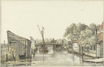 Utsikt över Ringdijk på Schulpbrug, med utsikt mot Utrecht-sidan av Amstel av Gerrit Lamberts