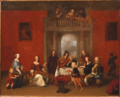 Gruppporträtt av en familj i en elegant interiör av Gerrit Pietersz. van Zijl