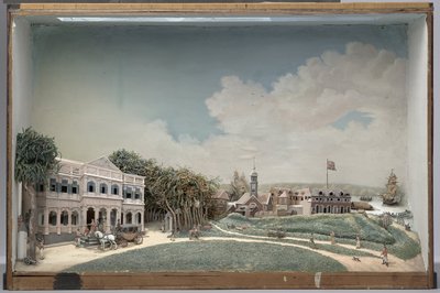 Diorama från Regeringstorget i Paramaribo av Gerrit Schouten