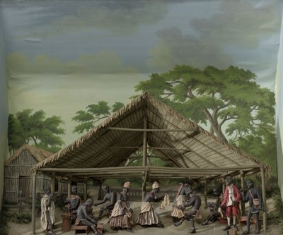 Diorama of a Du, Dansfirande på plantagen av Gerrit Schouten