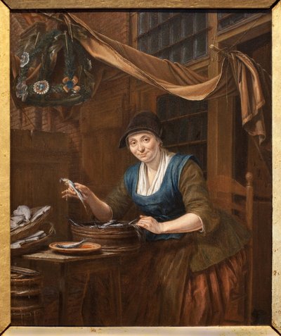 Fiskhandlaren. Målning av Gerrit Zegelaar (1719-1794), olja på trä, mitten av 1700-talet. Museum of Fine Arts i Angers. av Gerrit Zegelaar