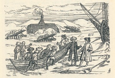 Barents in the Arctic: Hut wherein we wintered, 1598, 1912 av Gerrit de Veer