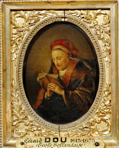 Femme agee: la mere de Rembrandt ... av Gerrit or Gerard Dou