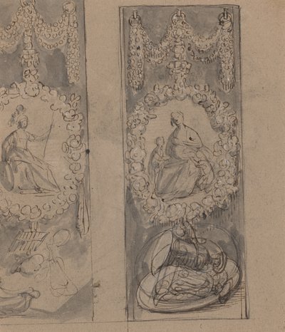Dekorativa motiv med girlanger (verso) av Gerrit van Honthorst