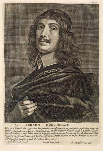 Självporträtt, graverad av Johannes Meyssens (1612-70) av Gerrit van Honthorst