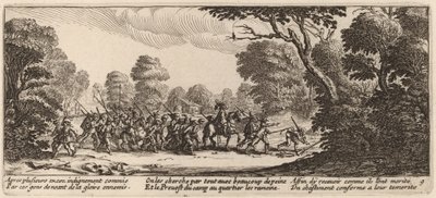Upptäckten av de kriminella soldaterna av Gerrit van Schagen after Jacques Callot