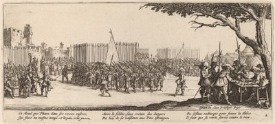 Rekrytering av trupper av Gerrit van Schagen after Jacques Callot