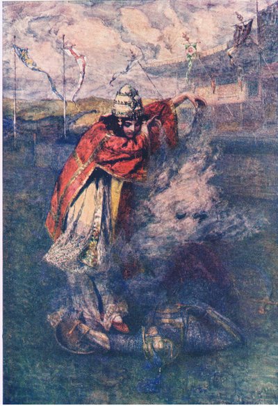 Duessa skingrade the Enchanted Cloud, Berättelser från Faerie Queen publicerade av George Harrap and Company av Gertrude E. Demain (after) Hammond