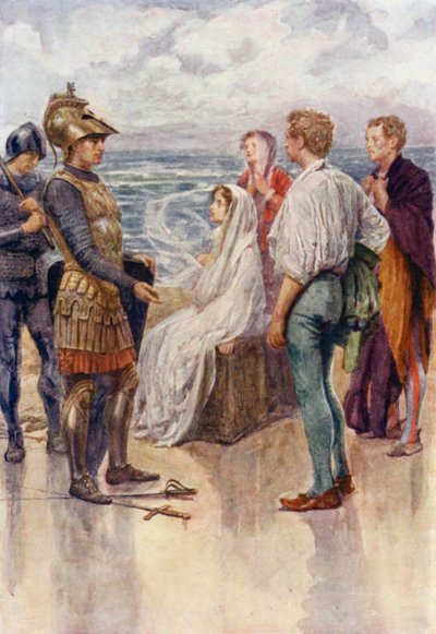 The Judgment of Artegall (färg litho) av Gertrude E. Demain (after) Hammond