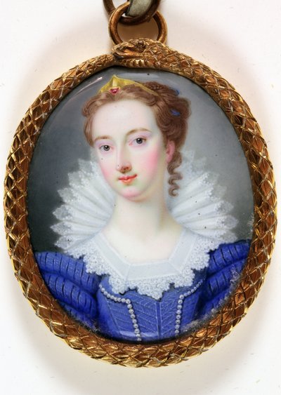 En dam som heter Elizabeth Robinson Mrs Montagu (emalj) av Gervase (attr.to) Spencer