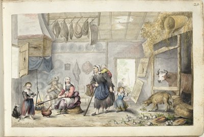 Bondens inre (välgörenhet eller fattigdom) av Gesina ter Borch (signed by artist)