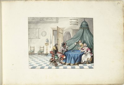 Kortspelare i en interiör av Gesina ter Borch (signed by artist)
