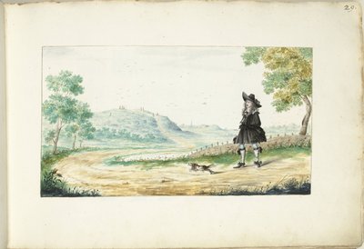 Löpande herre på en landsväg av Gesina ter Borch (signed by artist)