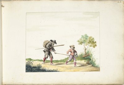 Gammal blind tiggare ledd av en pojke av Gesina ter Borch (signed by artist)