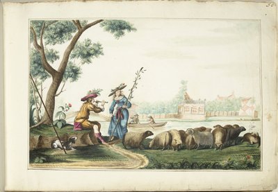 Pastoral föreställning vid en flod av Gesina ter Borch (signed by artist)