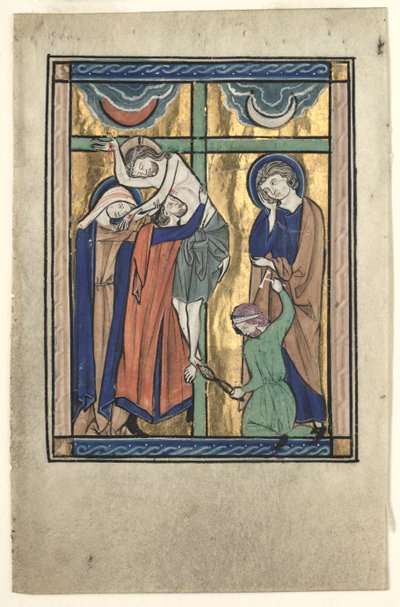 Miniatyr utskuren från "Potocki Psalter": Depositionen av Gherardo Starnina