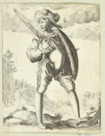 Soldat beväpnad med svärd och sköld av Gheyn, Jacques II de