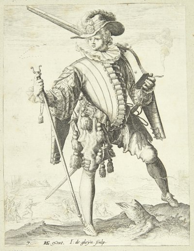 Soldat med hakrem (arquebuse) av Gheyn, Jacques II de