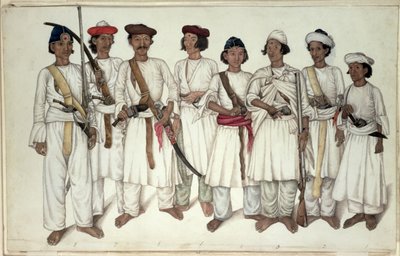 Åtta Gurkhas, 1815 av Ghulam Ali Khan