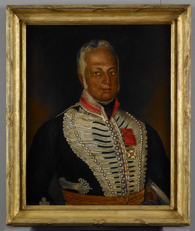 Överstelöjtnant James Skinner (1778-1841) c.1836 (olja på duk) av Ghulam Husayn Khan