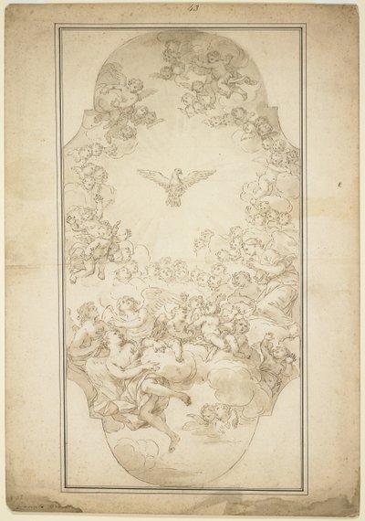 Den Helige Ande, 1680-talet (penna och brunt bläck och tvätta över spår av svart krita) av Giacinto Brandi