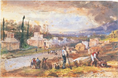 Italien, Pompeji, Gravgatan 1862 (akvarell) av Giacinto Gigante