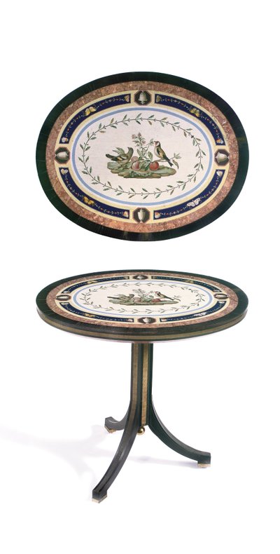 Mikromosaikskiva, Rom, sent 1700-tal (mosaik, ormolu-monterad ebenholts och satinträ) av Giacomo (attr. to) Raffaelli