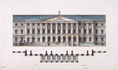 Projekt av Smolny Institute. Huvudfasaden och bottenplanet, 1806-1808 av Giacomo Antonio Domenico Quarenghi