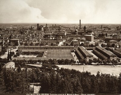 Panorama över staden Bologna: utsikt från San Michele i Bosco. av Giacomo Brogi