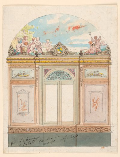 Teckning, målad väggdekoration, 1870 av Giacomo Casa