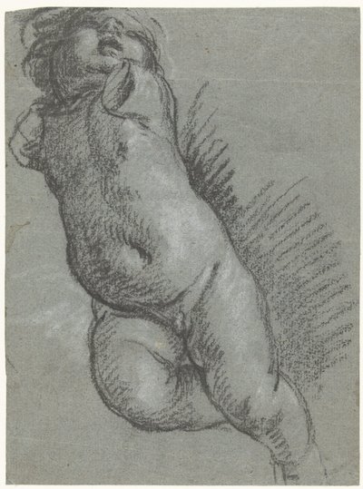 Studie av en flytande putto av Giacomo Cavedone