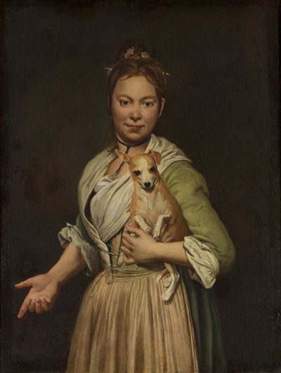 En kvinna med en hund, 1740-talet. av Giacomo Ceruti