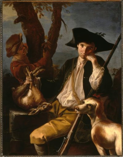 G.F.Cipper heter Il Todeschini, Resting Hunter / Painting av Giacomo Francesco Cipper