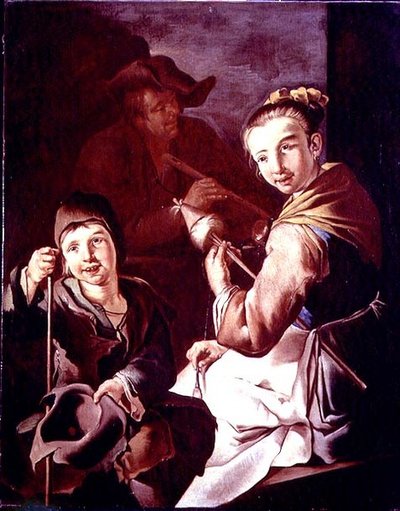 The Spinner (olja på duk) av Giacomo Francesco Cipper