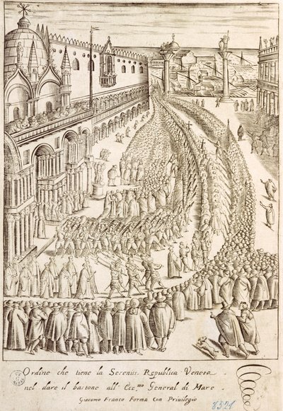 Ceremoni i Venedig för leverans av kommandostaven till chefsamiralen av Giacomo Franco