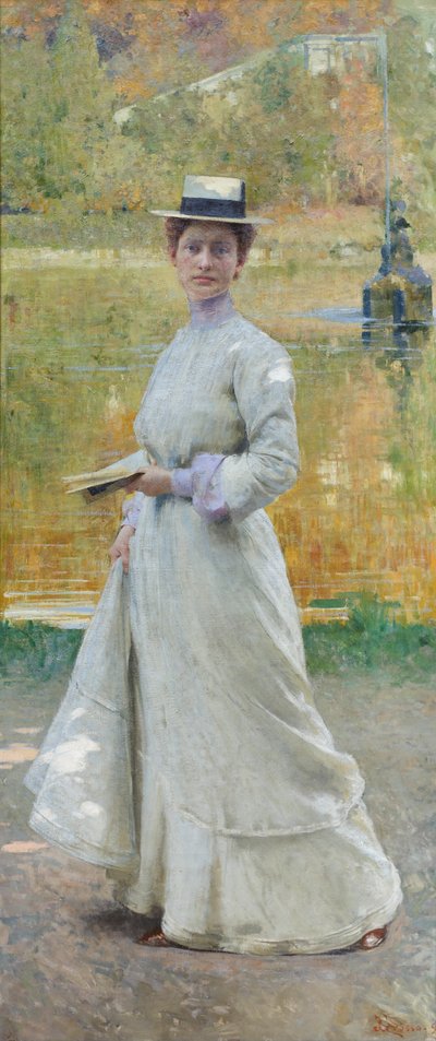 Porträtt utomhus, ca 1902 (olja på duk) av Giacomo Grosso
