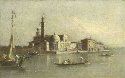 Utsikt över Isola di San Michele i Venedig av Giacomo Guardi (attributed to)
