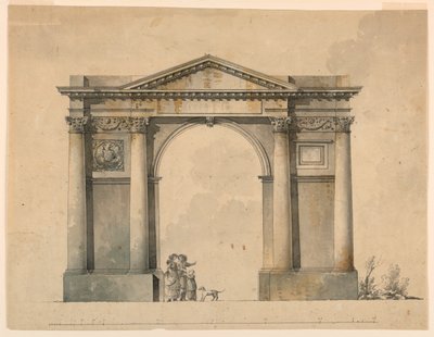 Design för en triumfbåge för Napoleon IN, Bergamo, Italien av Giacomo Quarenghi