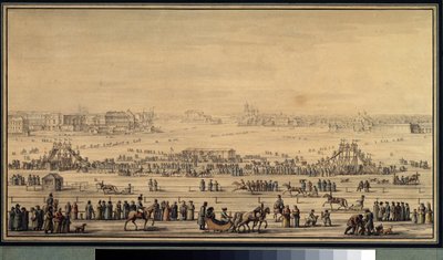 Shakes Escapes glider på Neva i Sankt Petersburg, ca 1800 (akvarell på papper) av Giacomo Quarenghi