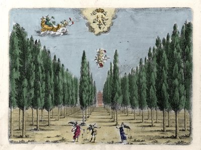 Illustration till operan i 5 akter "La finta pazza" "(La Folle supposee) av Francesco Sacrati. Gravyr av Jacopo Torelli av Giacomo Torelli