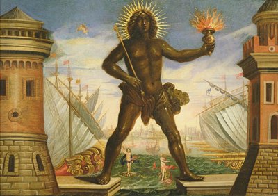 Prolog: hamnen med kolossen på Rhodos (olja på duk) av Giacomo Torelli
