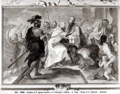 Mötet mellan St. Ignatius av Antiokia (d.c.107 AD) och Saint Polycarp of Smyrna (c.69-c.155 AD) av Giacomo Triga